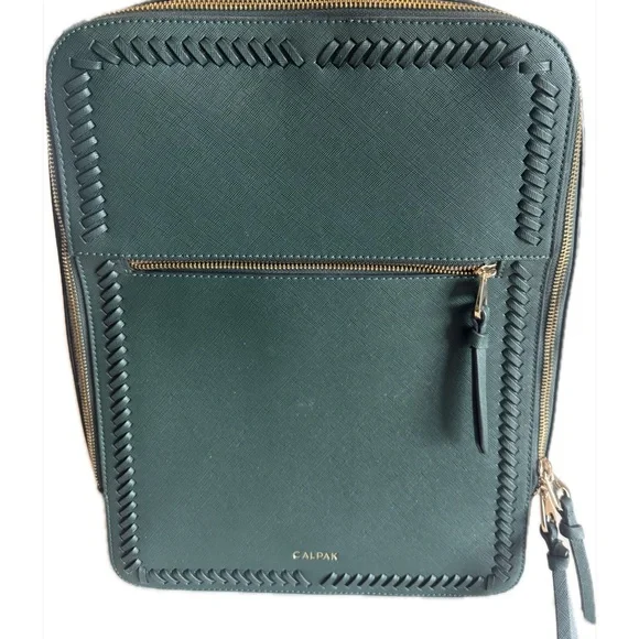 CALPAK Kaya Forest Green backpack/laptop bag. Gold tone hardware. - Picture 3 of 9